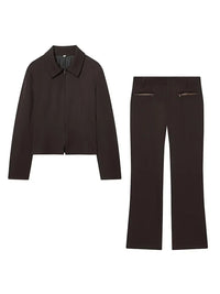 Women's Two-Piece Set with Short Jacket and Straight-Leg Trousers | Coordinated Style