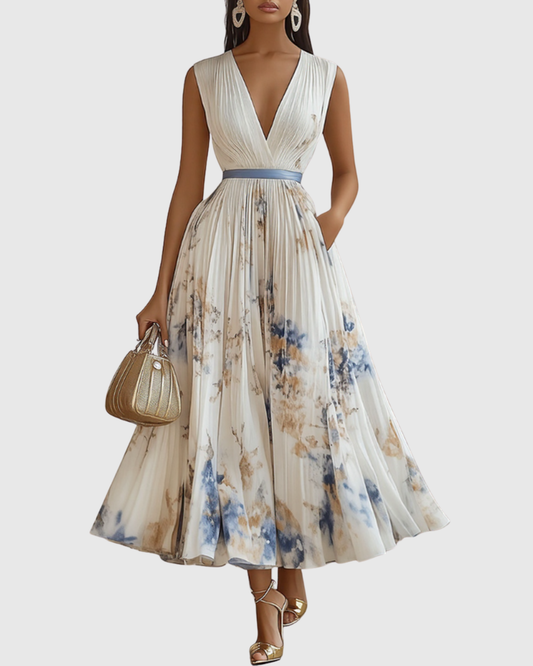 Women's V-Neck A-Line Midi Dress