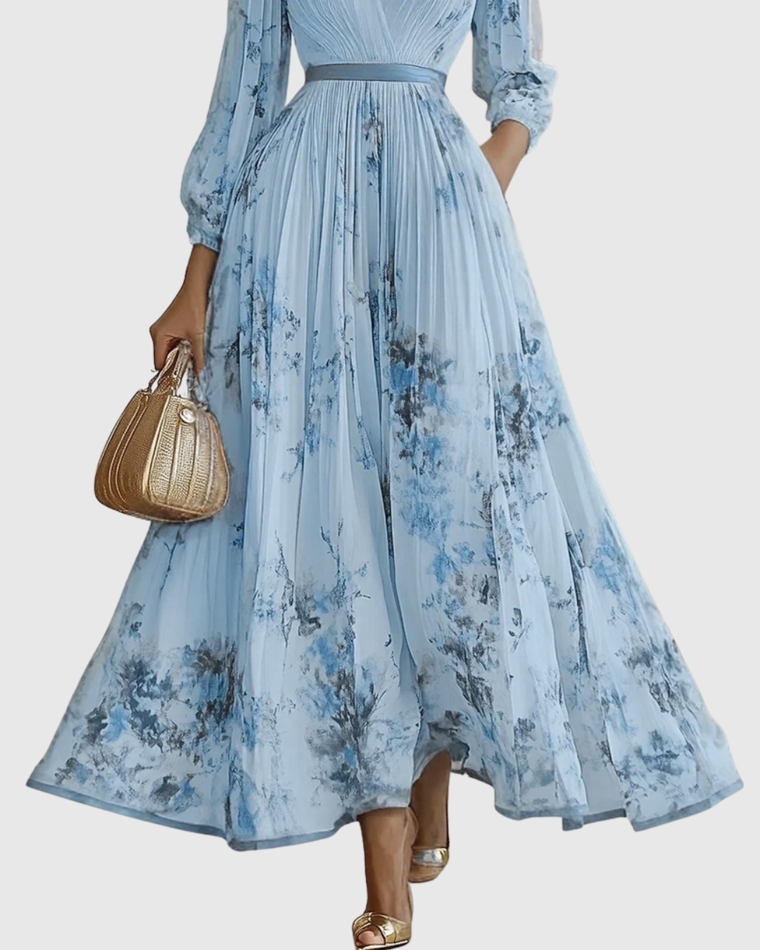 Women's V-Neck A-Line Midi Dress