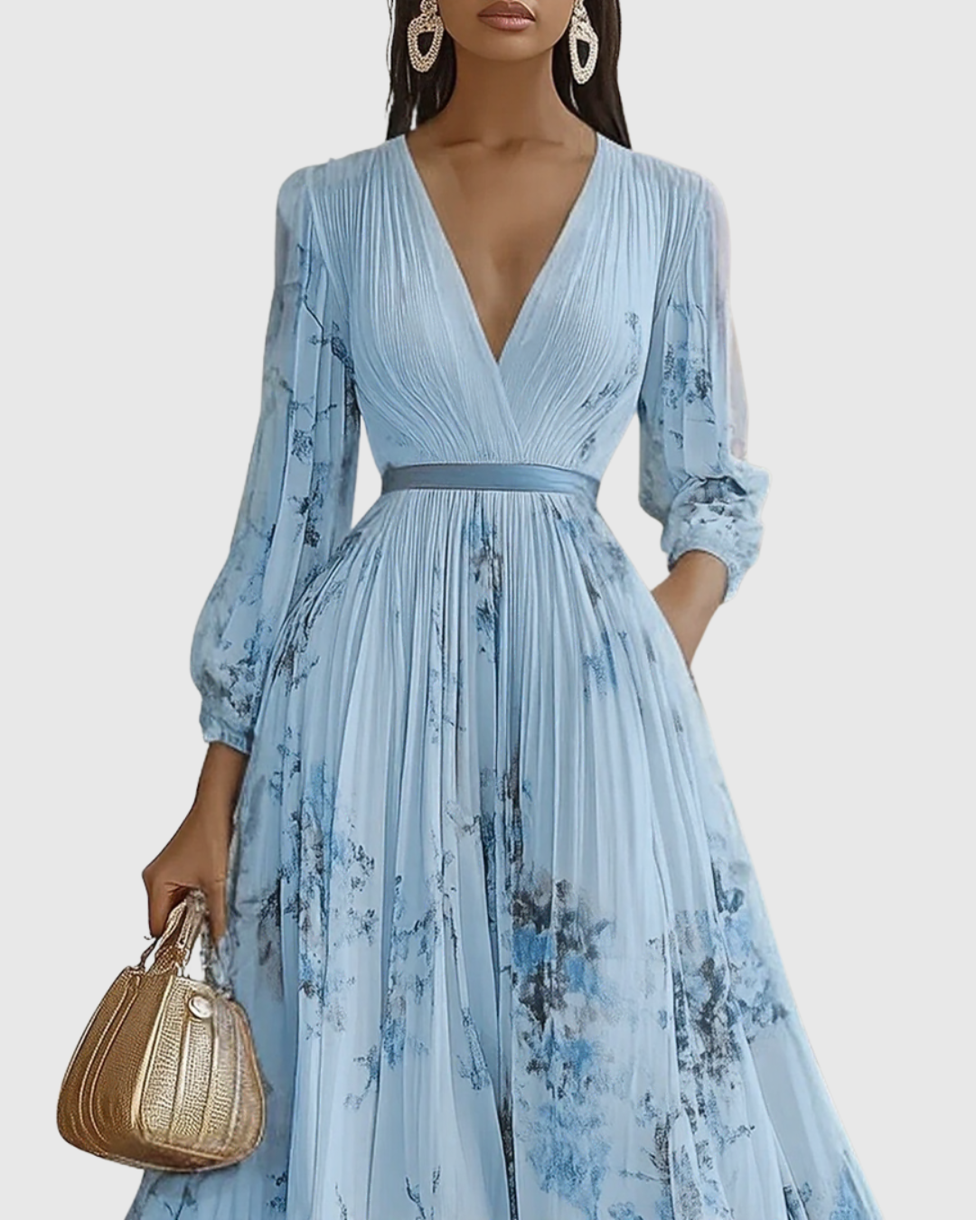 Women's V-Neck A-Line Midi Dress