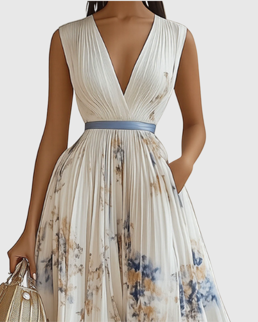 Women's V-Neck A-Line Midi Dress