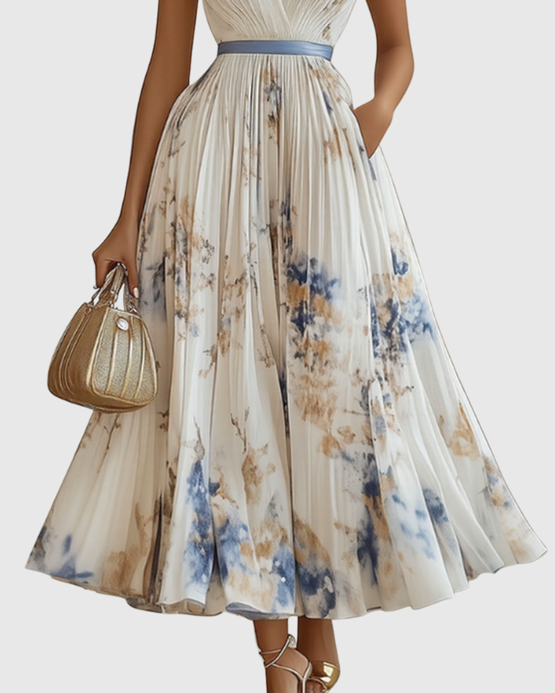 Women's V-Neck A-Line Midi Dress