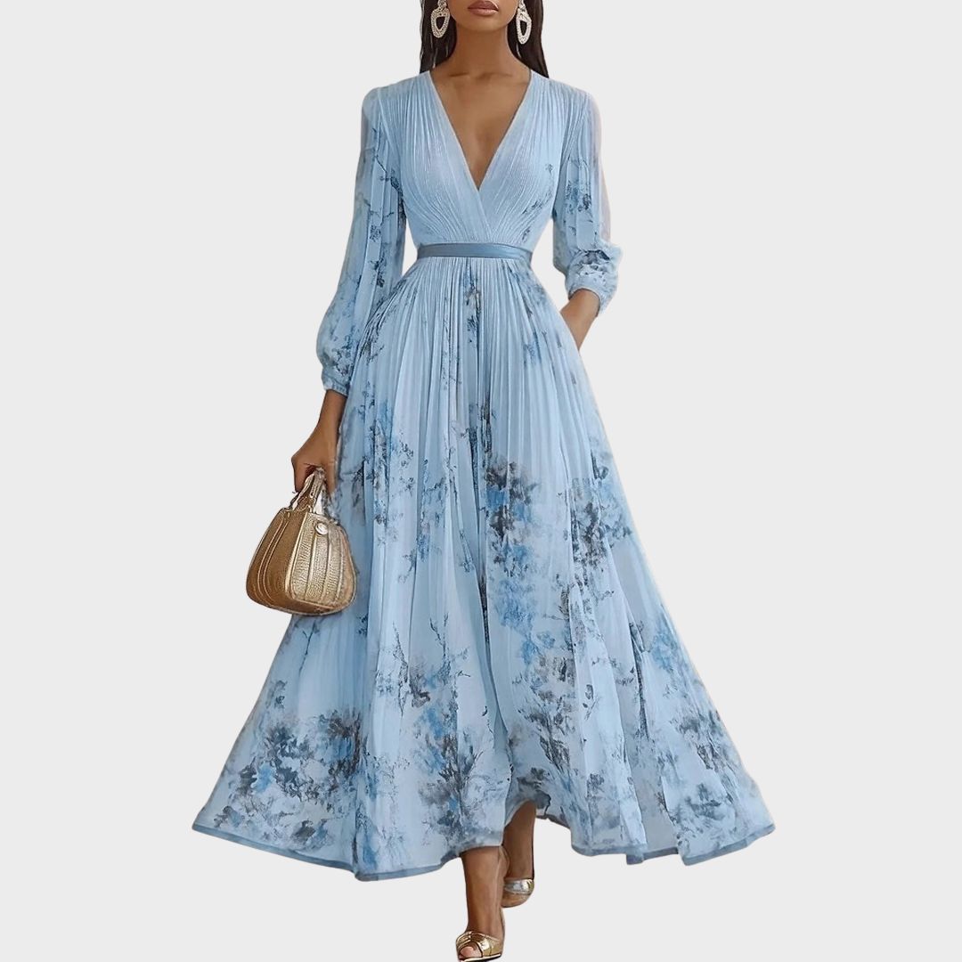 Women's V-Neck A-Line Midi Dress