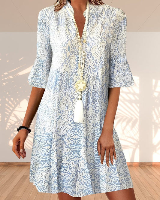 Women's V-Neck A-Line Short Dress