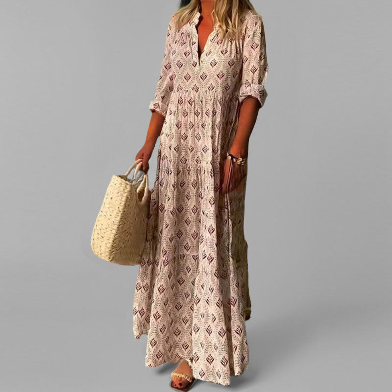 Women's V-Neck Boho Maxi Dress