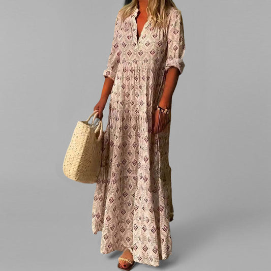 Women's V-Neck Boho Maxi Dress