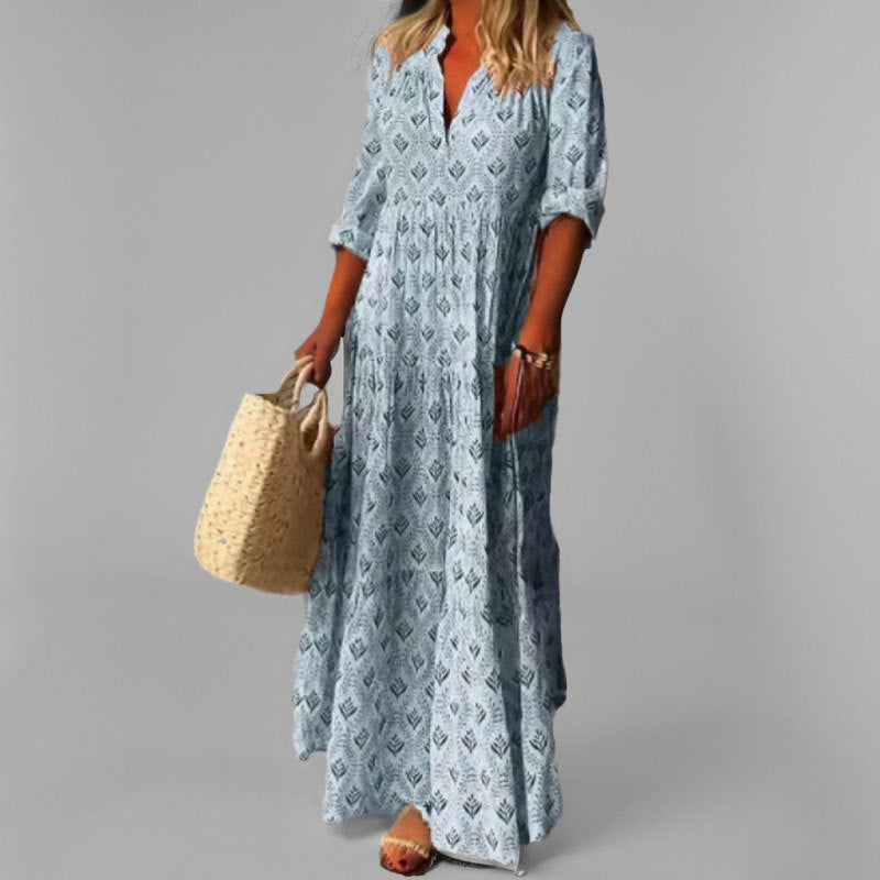 Women's V-Neck Boho Maxi Dress