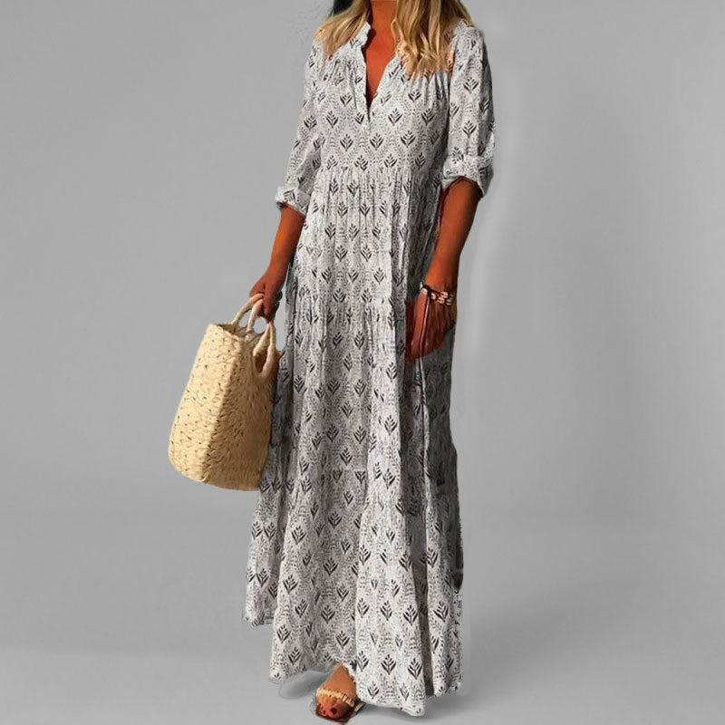 Women's V-Neck Boho Maxi Dress