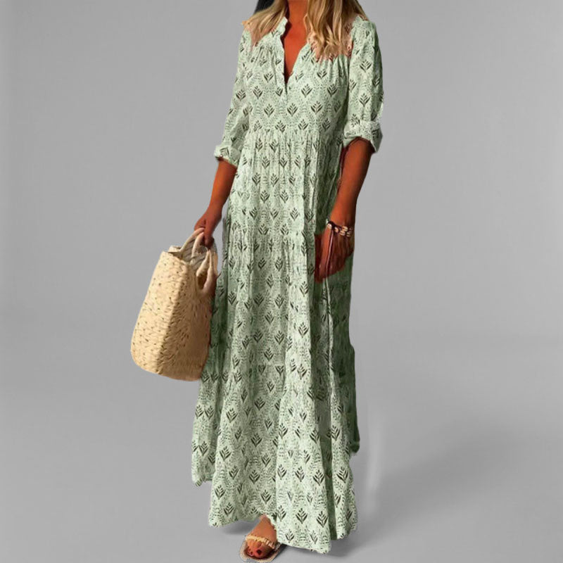 Women's V-Neck Boho Maxi Dress