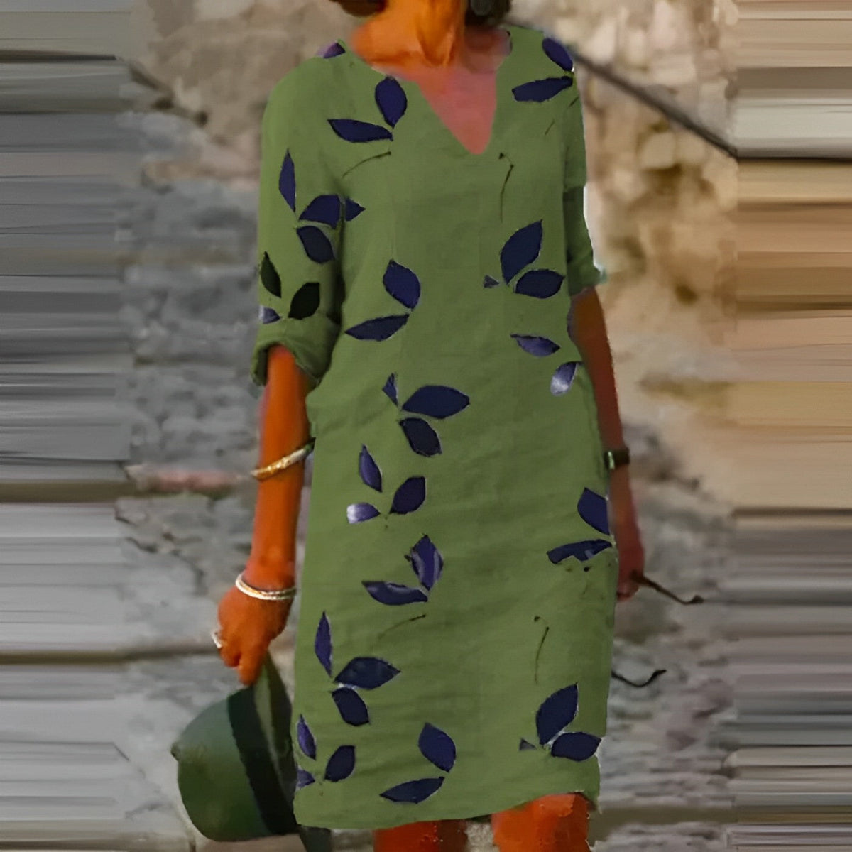 Women's V-Neck Floral Midi Dress