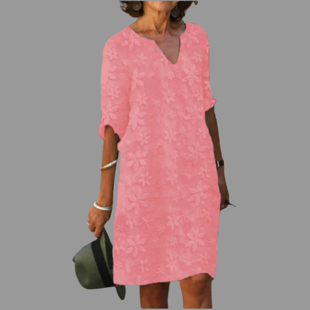 Women's V-Neck Floral Print Midi Dress