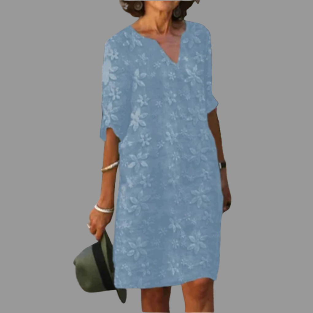 Women's V-Neck Floral Print Midi Dress