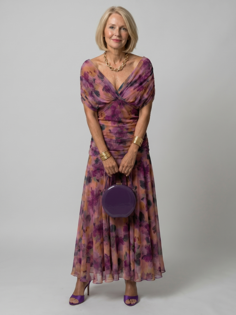 Women's V-Neck Wrap Maxi Dress