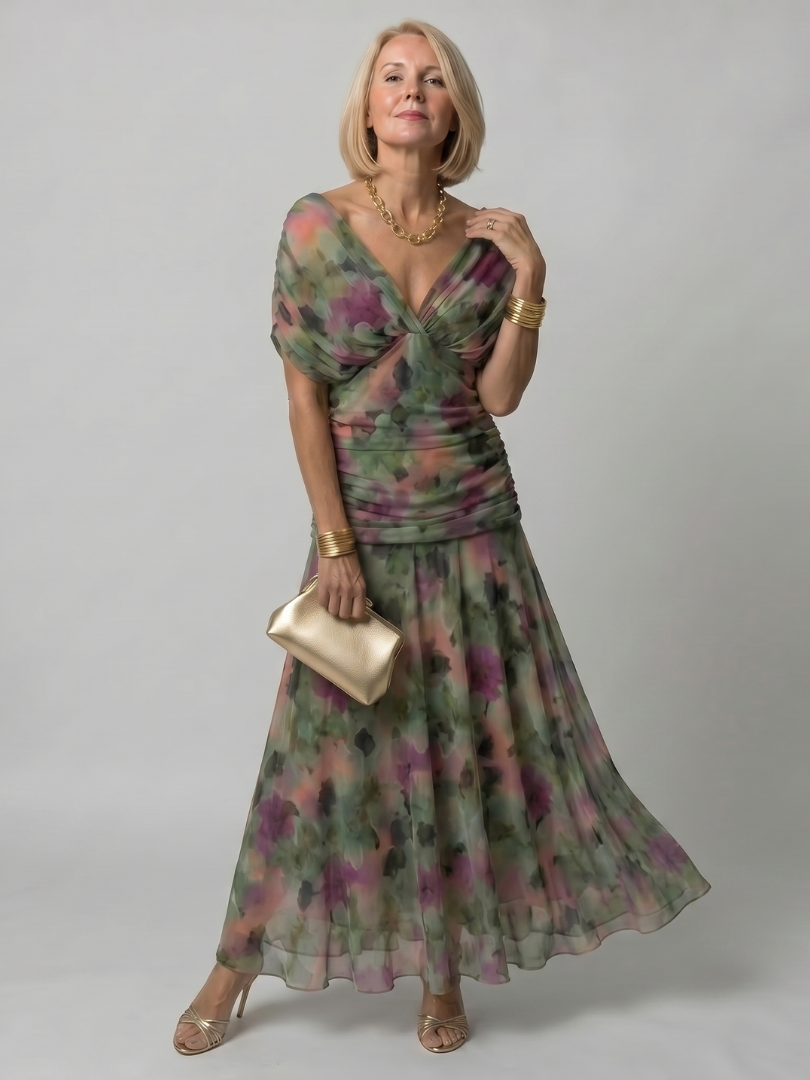 Women's V-Neck Wrap Maxi Dress