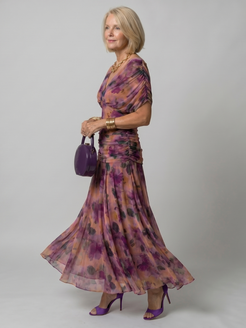 Women's V-Neck Wrap Maxi Dress