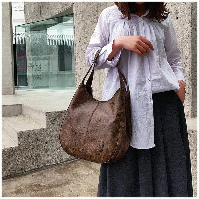 Women's Vintage Soft Leather Slouchy Hobo Shoulder Bag