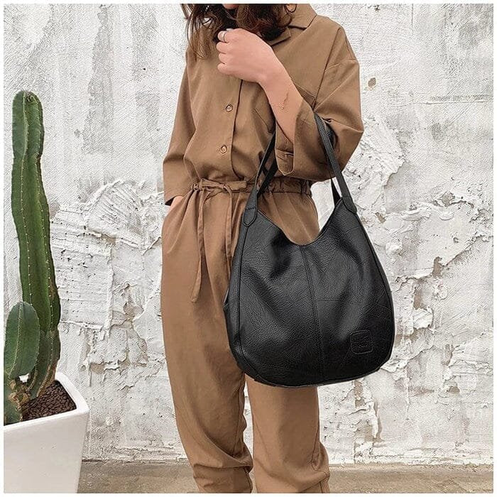 Women's Vintage Soft Leather Slouchy Hobo Shoulder Bag