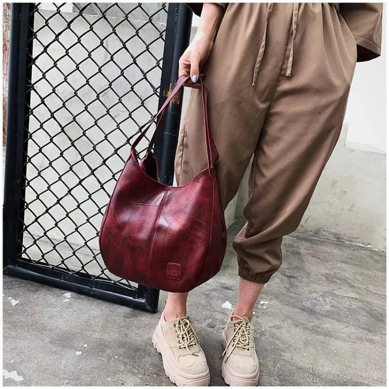 Women's Vintage Soft Leather Slouchy Hobo Shoulder Bag