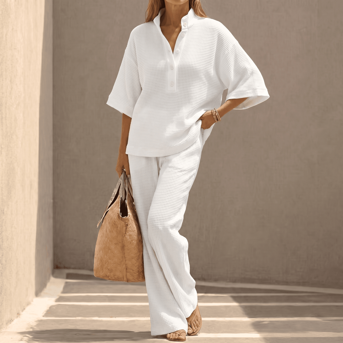Women's Waffle-Knit Two-Piece Set