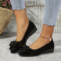 Women's Wedge Shoes with Bow Detail