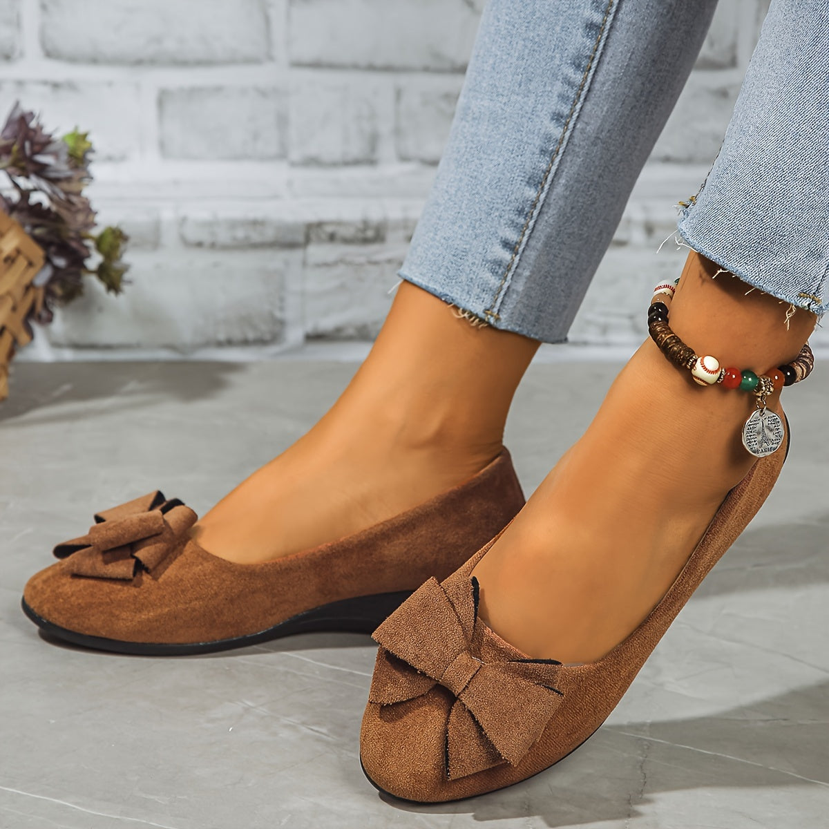 Women's Wedge Shoes with Bow Detail