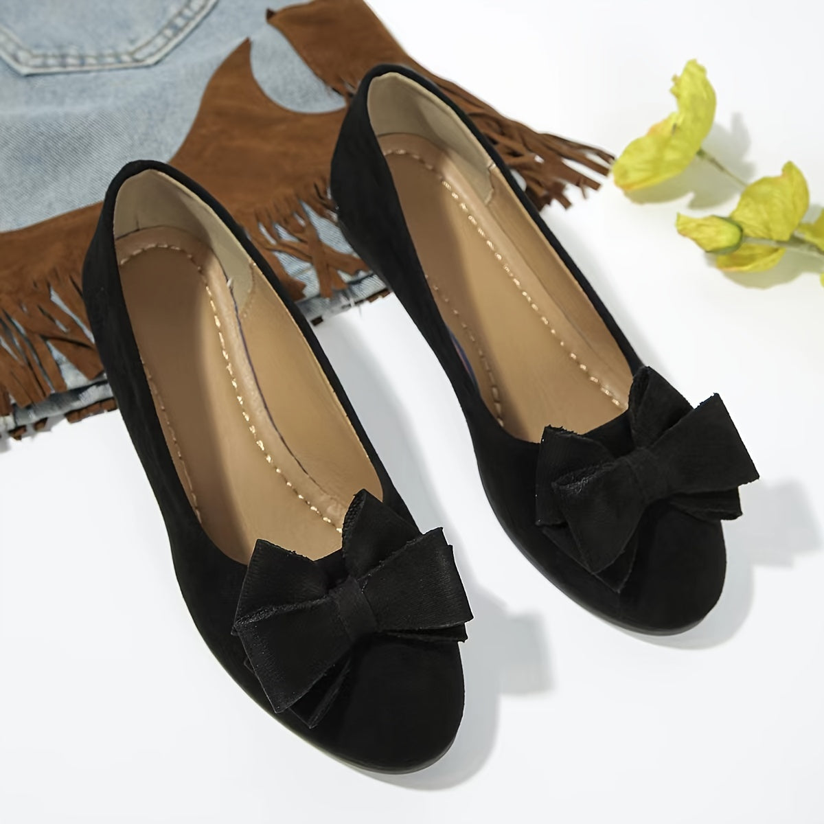 Women's Wedge Shoes with Bow Detail