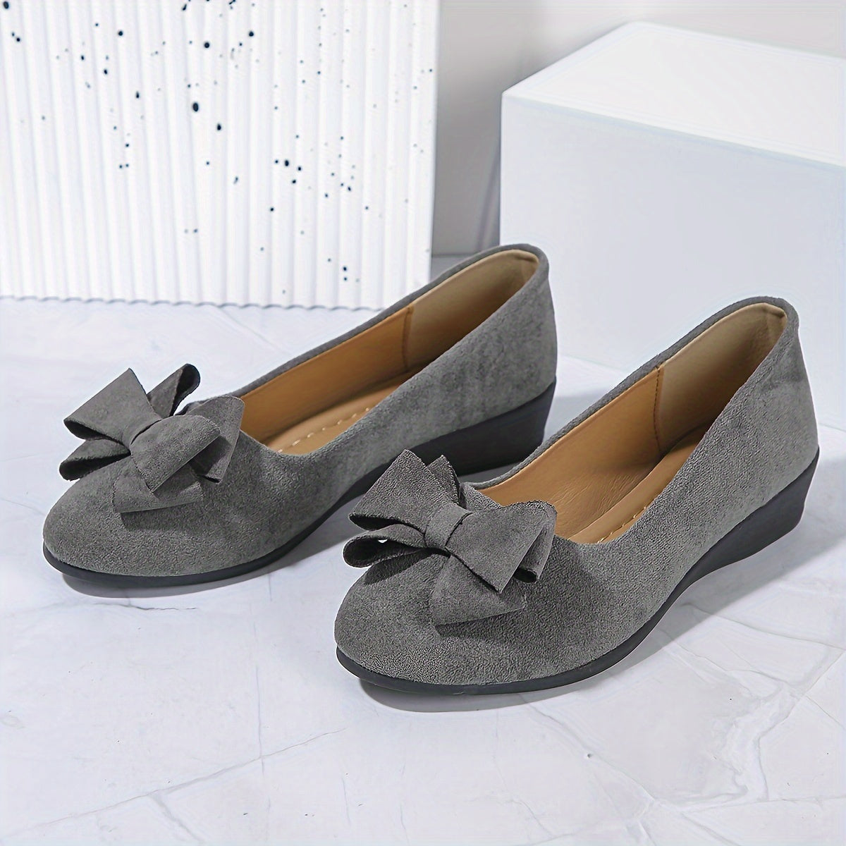 Women's Wedge Shoes with Bow Detail