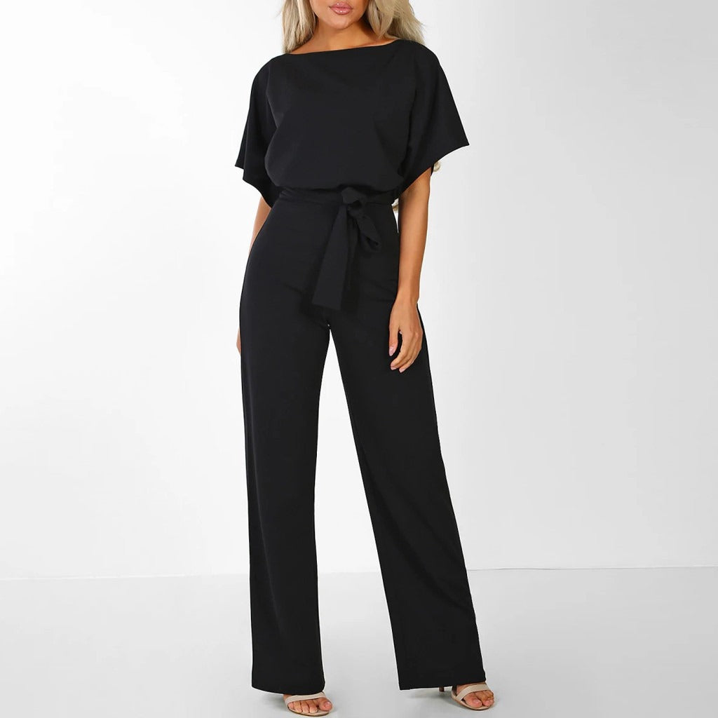 Women's Wide-Leg Belted Jumpsuit