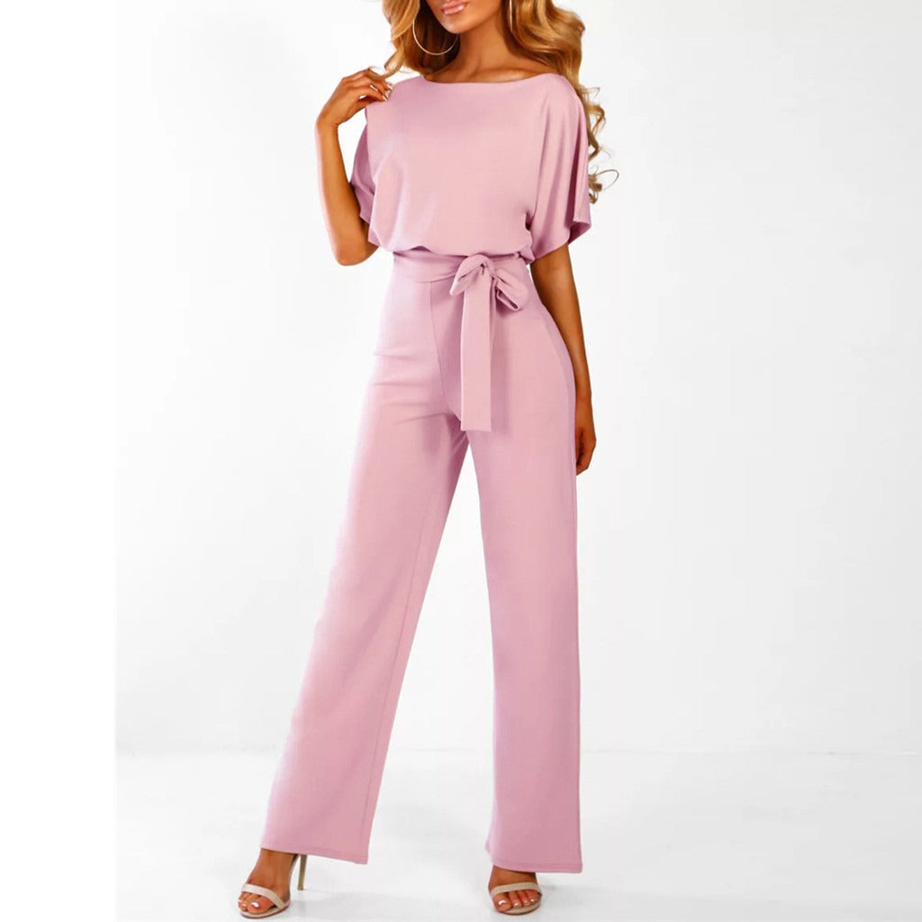 Women's Wide-Leg Belted Jumpsuit