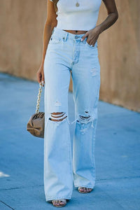 Women's Wide Leg Distressed Jeans