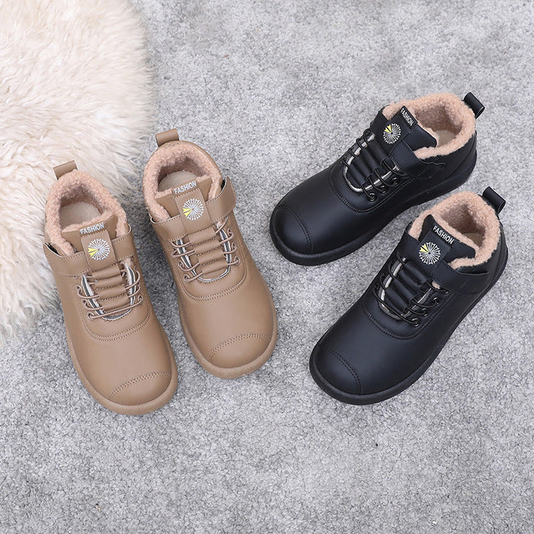 Women's Winter Sneaker Boots – Low-Top Lace-Up Shoes with Soft Lining and Non-Slip Sole