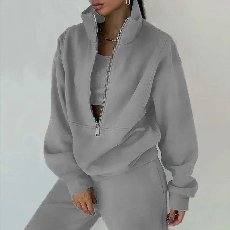 Women's Winter Sweatshirt and Pants Set for Casual and Sports Wear