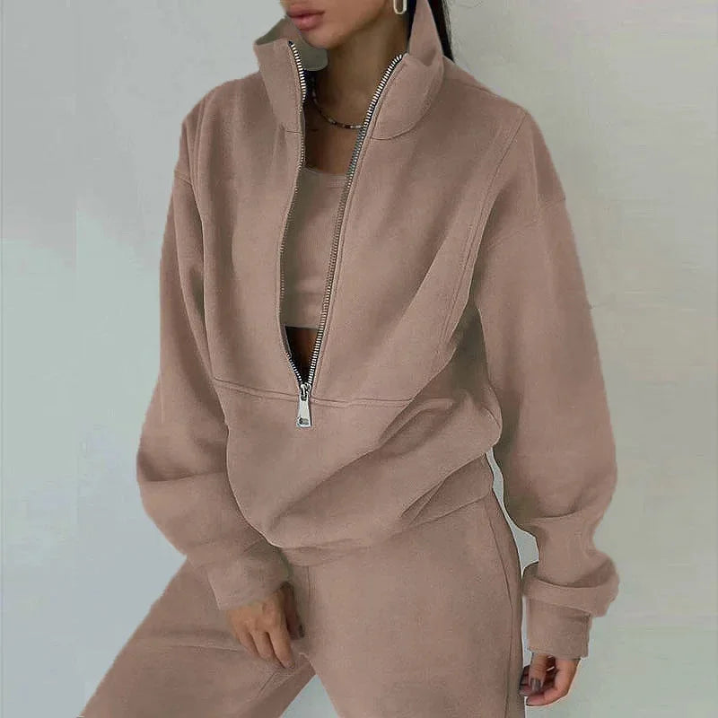 Women's Winter Sweatshirt and Pants Set for Casual and Sports Wear
