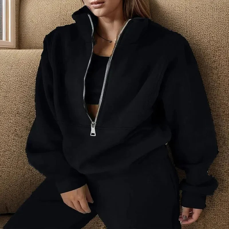 Women's Winter Sweatshirt and Pants Set for Casual and Sports Wear