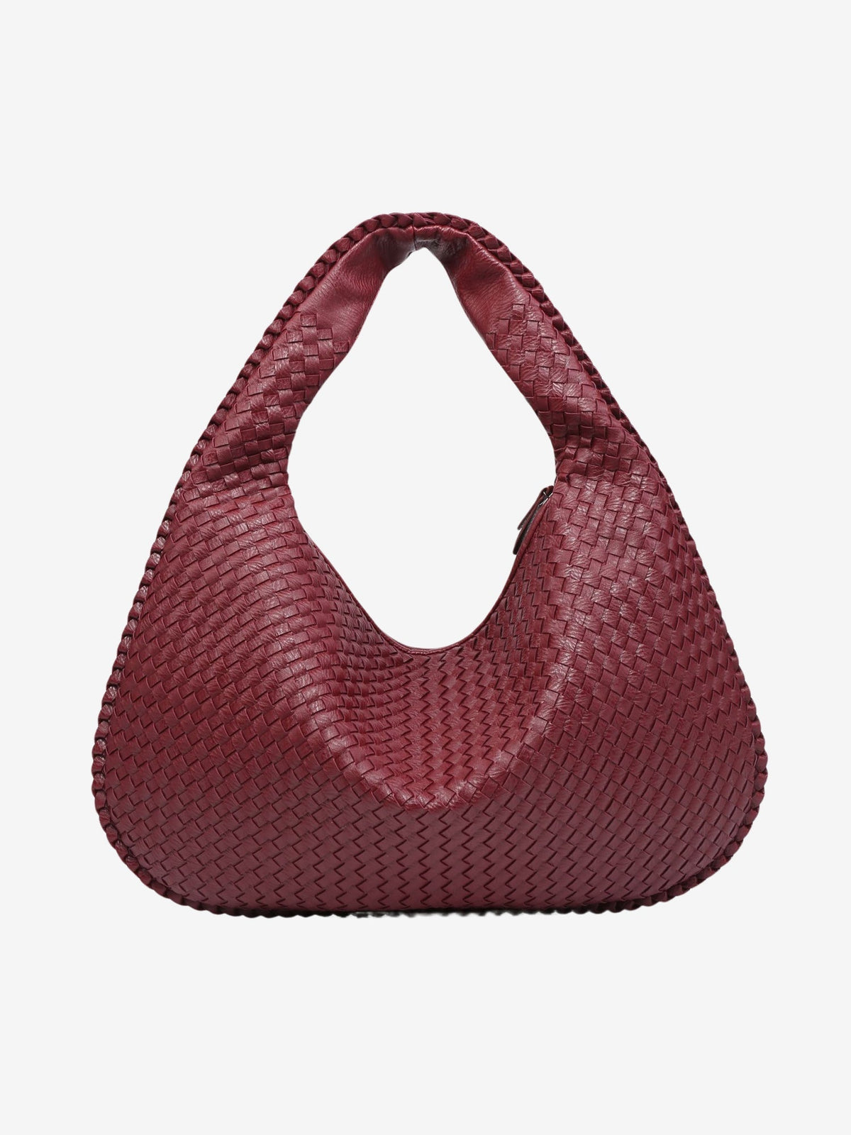 Women's Woven Shoulder Bag with Zip Closure