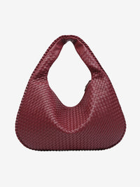 Women's Woven Shoulder Bag with Zip Closure