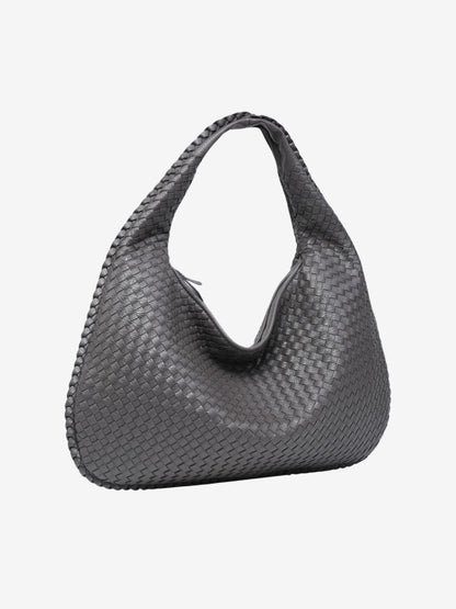 Women's Woven Shoulder Bag with Zip Closure