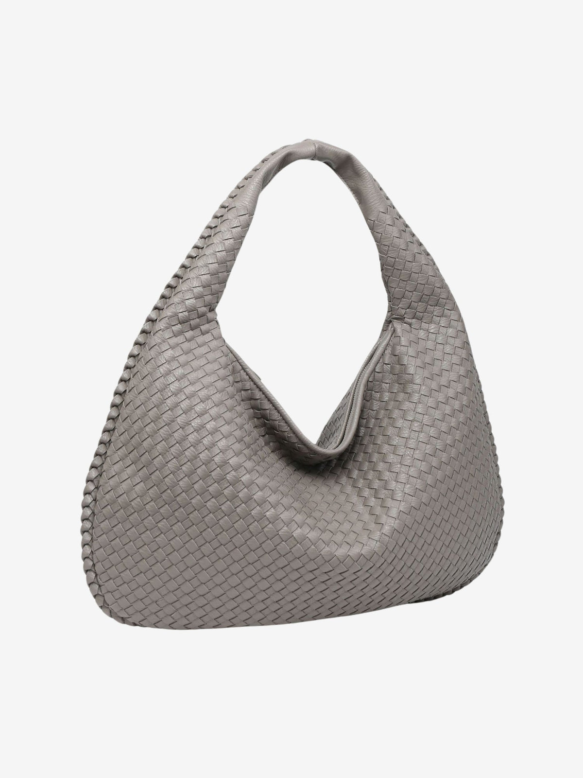 Women's Woven Shoulder Bag with Zip Closure