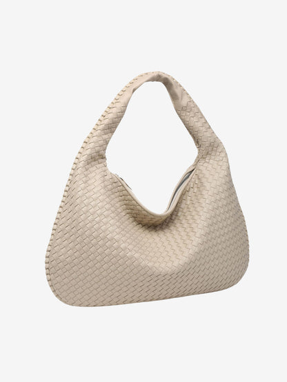 Women's Woven Shoulder Bag with Zip Closure