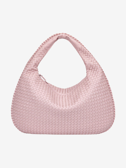 Women's Woven Shoulder Bag with Zip Closure