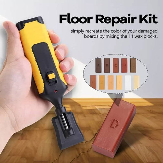 Wood Surface Repair Kit with 11 Wax Blocks & Heat Pen for Furniture, Floors & Cabinets