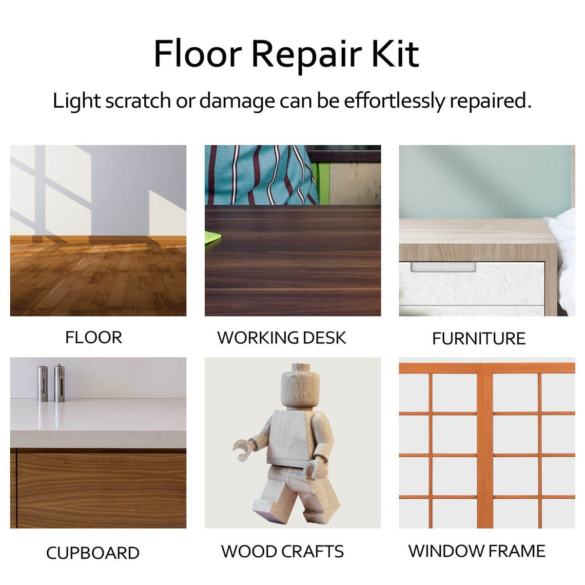 Wood Surface Repair Kit with 11 Wax Blocks & Heat Pen for Furniture, Floors & Cabinets