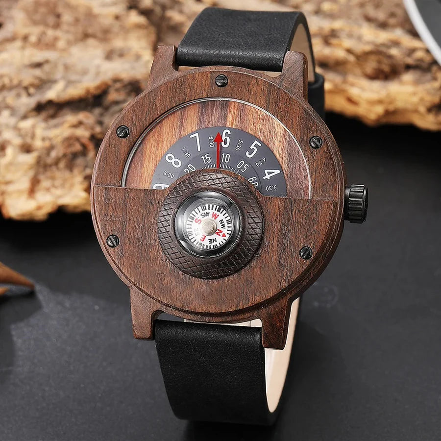 Wooden Watch with Leather Strap