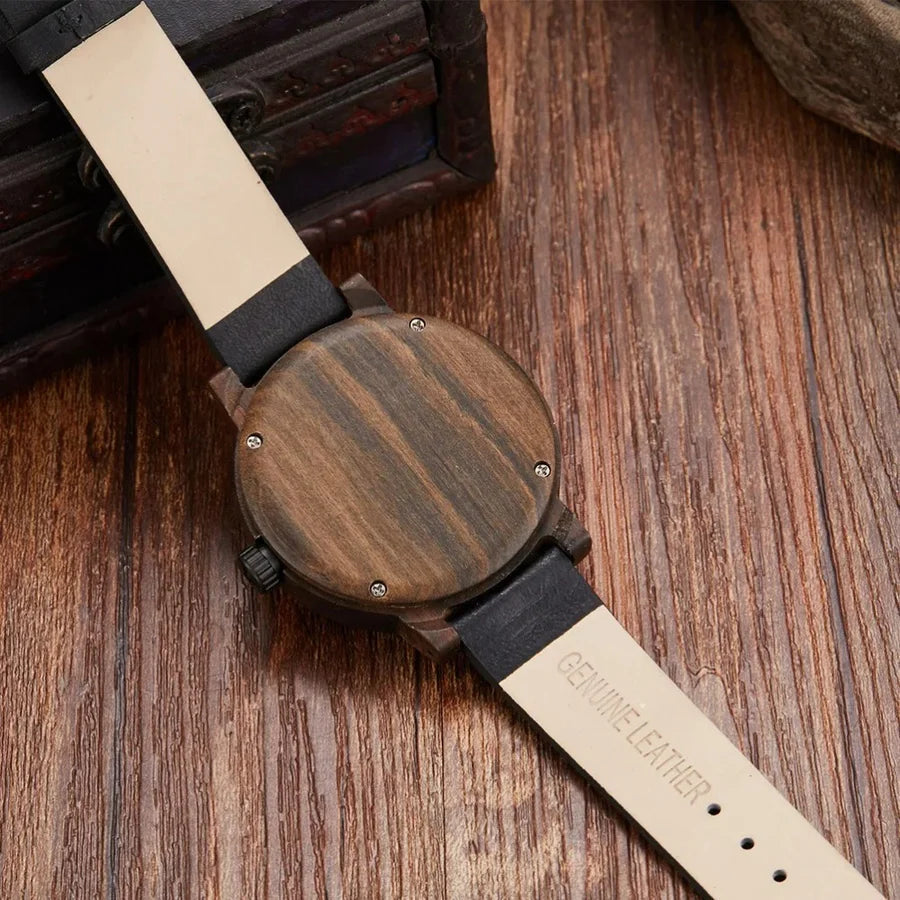 Wooden Watch with Leather Strap