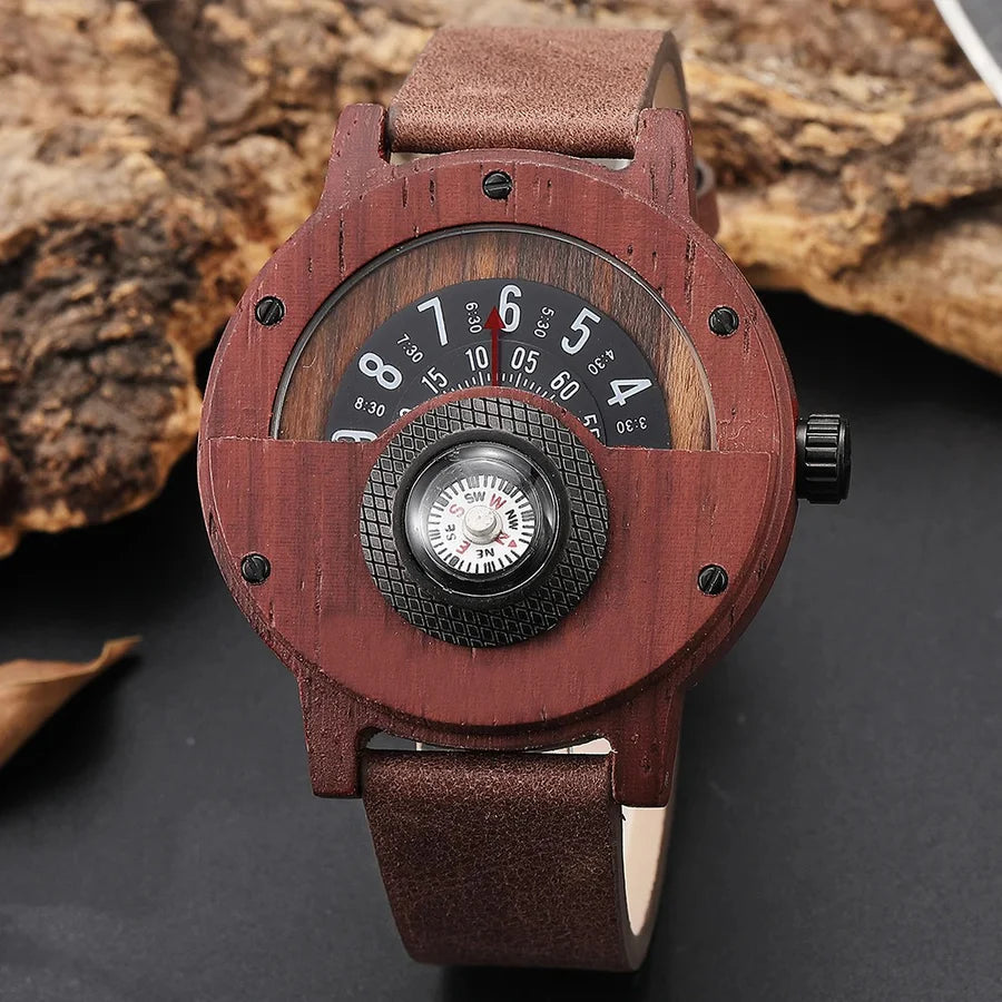 Wooden Watch with Leather Strap