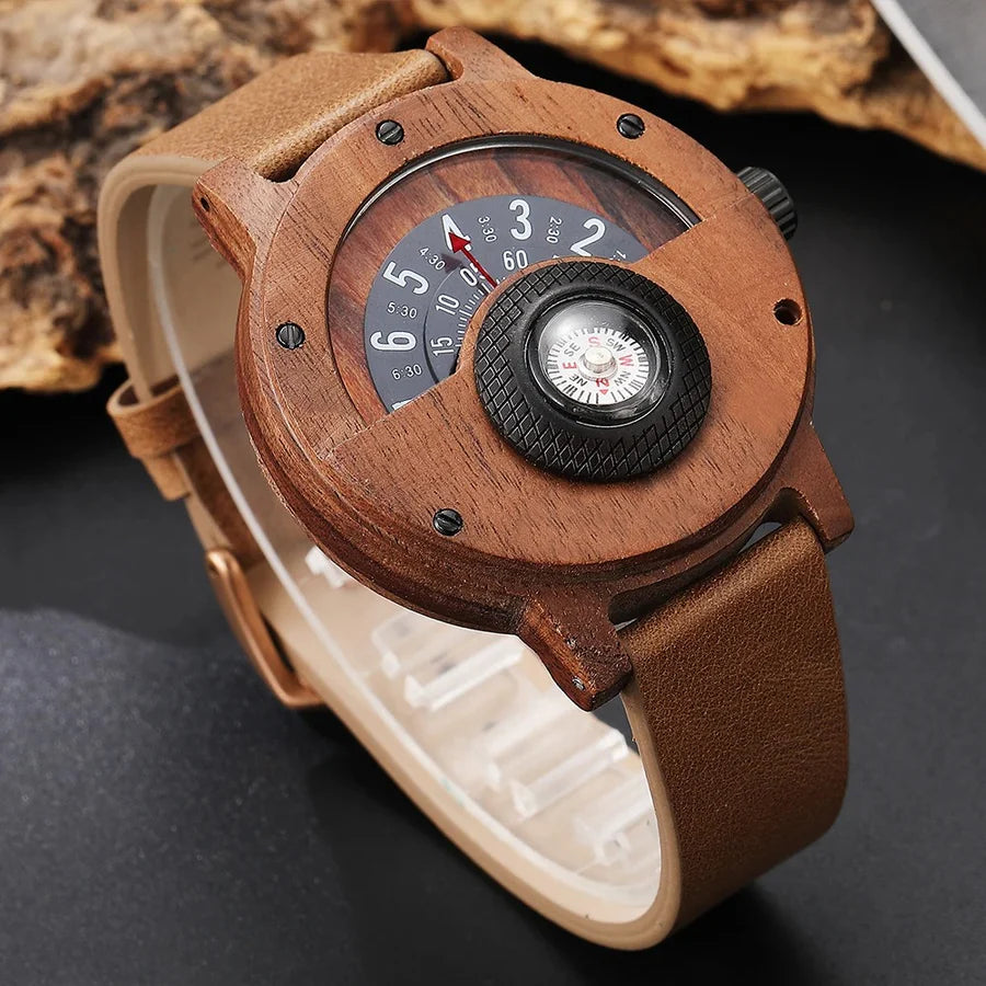 Wooden Watch with Leather Strap