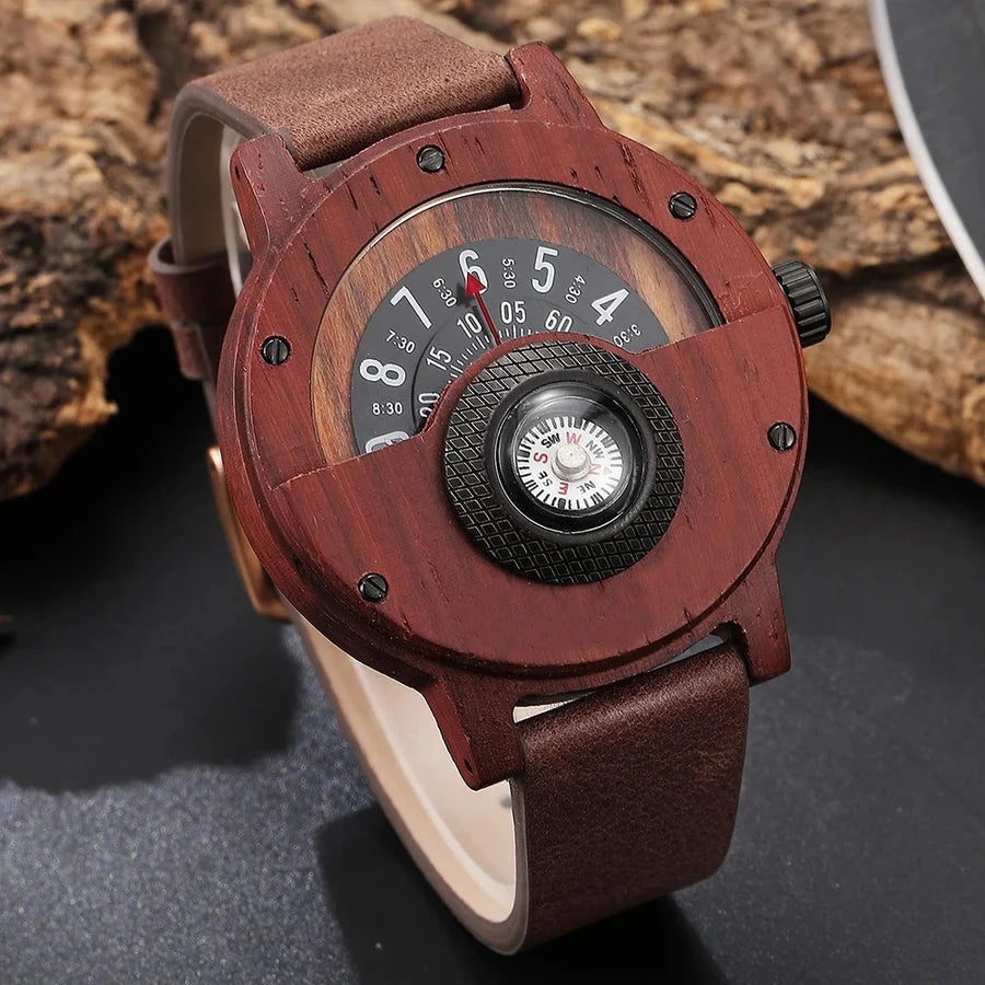 Wooden Watch with Leather Strap