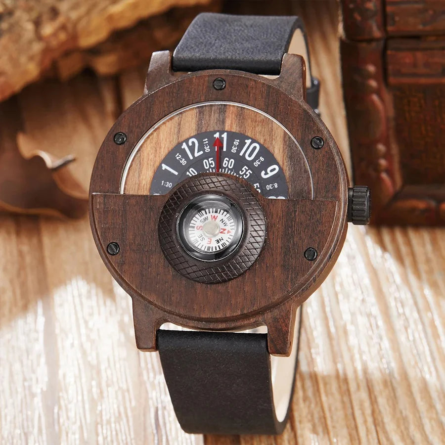 Wooden Watch with Leather Strap