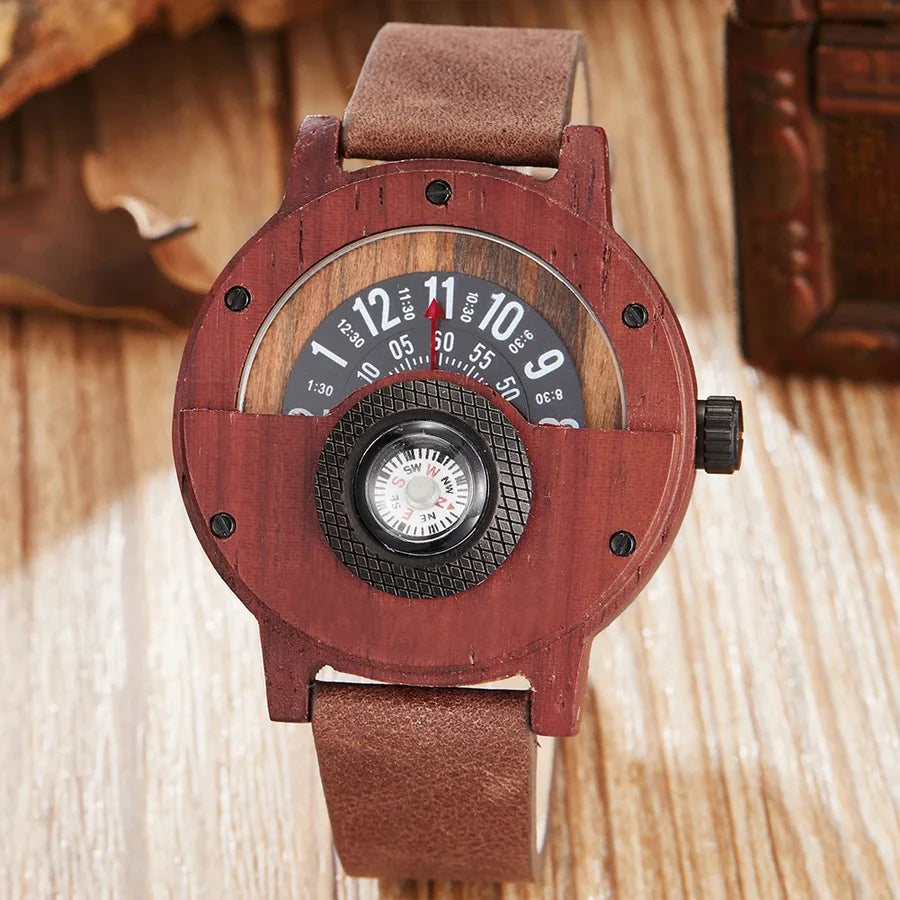 Wooden Watch with Leather Strap