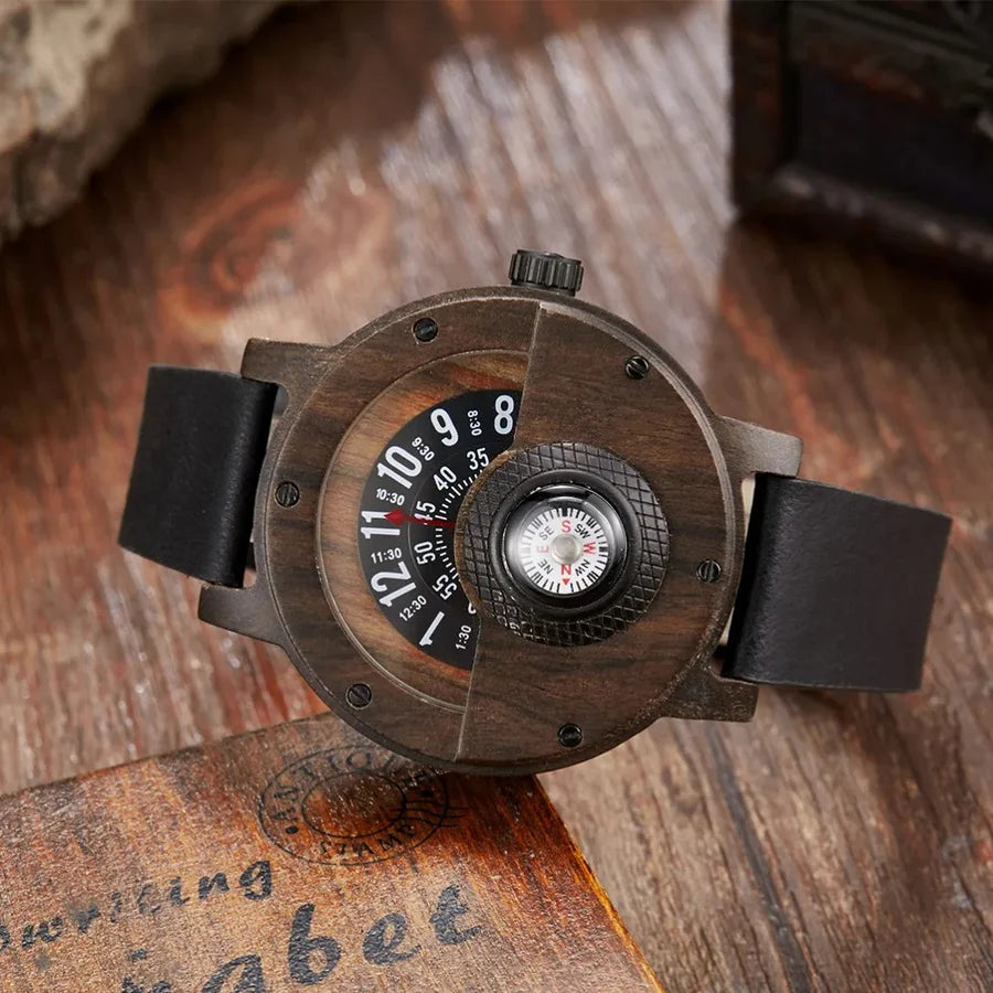 Wooden Watch with Leather Strap
